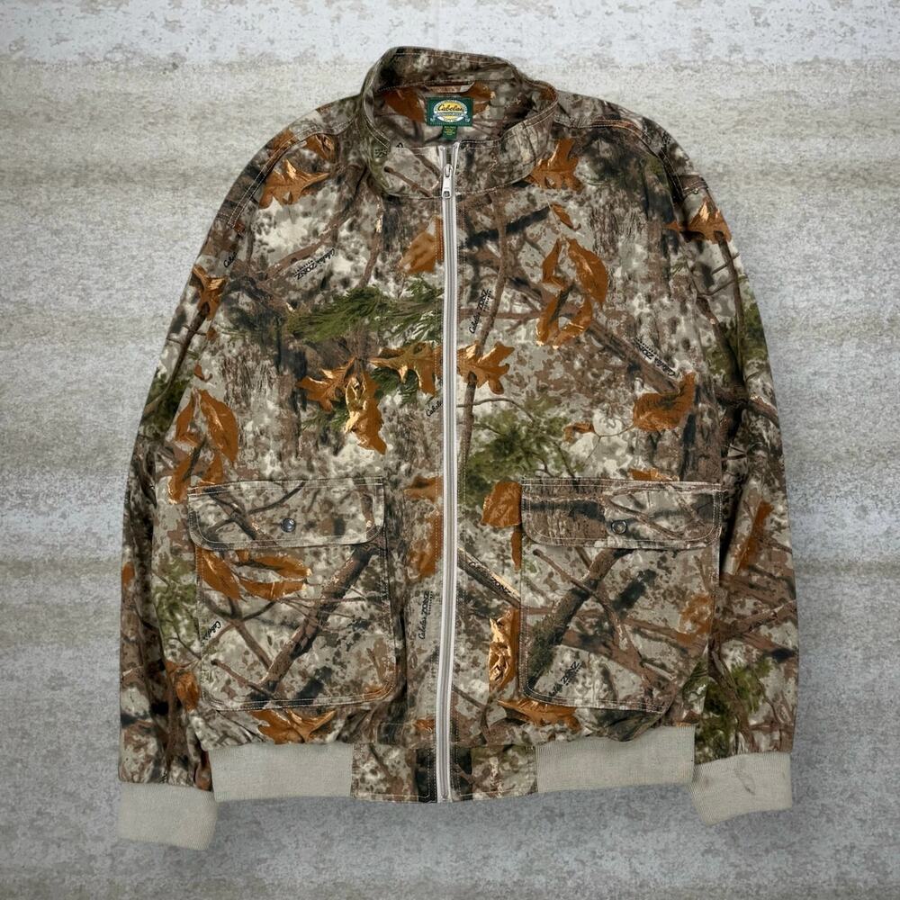 Vintage 90s Cabelas Hunting Camo Jacket Mens 2XL Woodland Full Zip